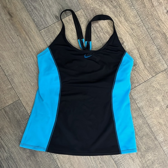 Nike Women's Black and Blue Swim Top - Picture 6 of 8